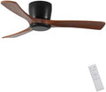 Wood Ceiling Fan No Light Flush Mount,42 In Low Profile Ceiling Fan without light,6-Speed Noiseless DC Motor Reversible,Timer,Remote Control for Bedroom Living Room Outdoor Patio Porch,ETL Listed