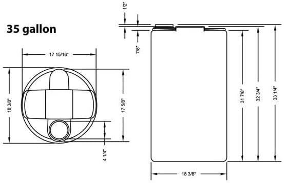 US Water Systems White 35 Gallon Water Tank – Heavy-Duty Polyethylene Container with 110 mm Opening & Locking Lid, Portable Water Storage Tank for Indoor or Outdoor Use, Large Water Reservoir
