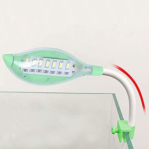 Aquarium Mini USB Lamp Tortoise Fish Aquarium Clip On Leaf Light for Aquatic Plant Growing with US Plug( Light-Green)