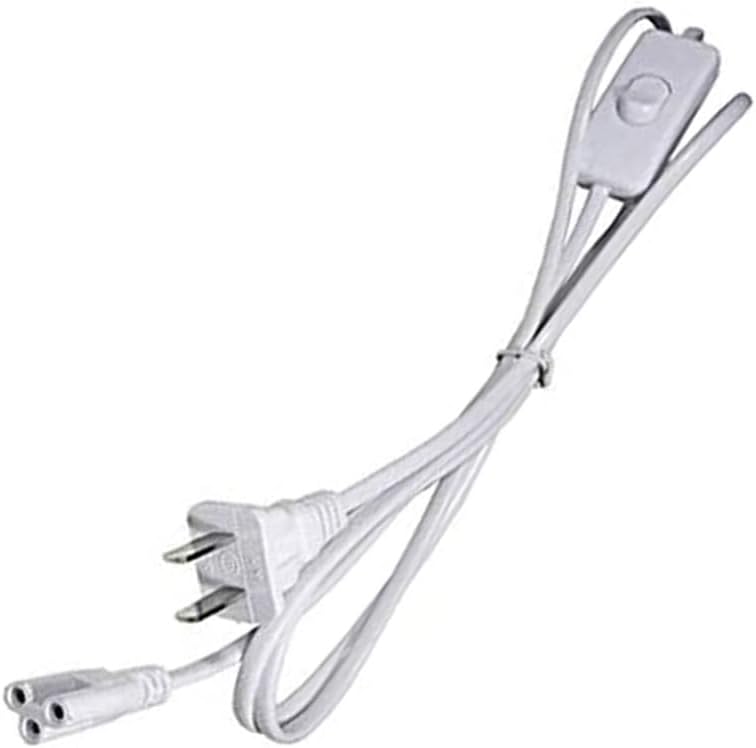 2 Pack LED Wire Connector Power Cord with on/Off Plug for LED T5 T8 Light Tube Extension Cable Wire (1.5M/5Ft 3pin)