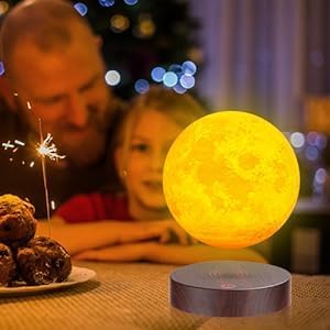 VGAzer Magnetic Levitating Moon Lamp Night Light Floating and Spinning in Air Freely with LED Lights for Home,Office Decor,Unique Holiday Gifts,Night Light