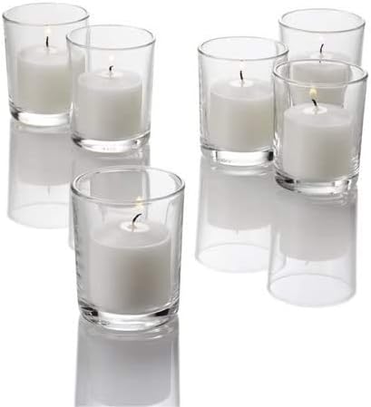 WGVI 6 Pcs Clear Glass Cylinder Tea Light Votive Candle Holder, Width 2", Height 2.4", Small Candleholders, Shot Glass, Tabletop Event Décor
