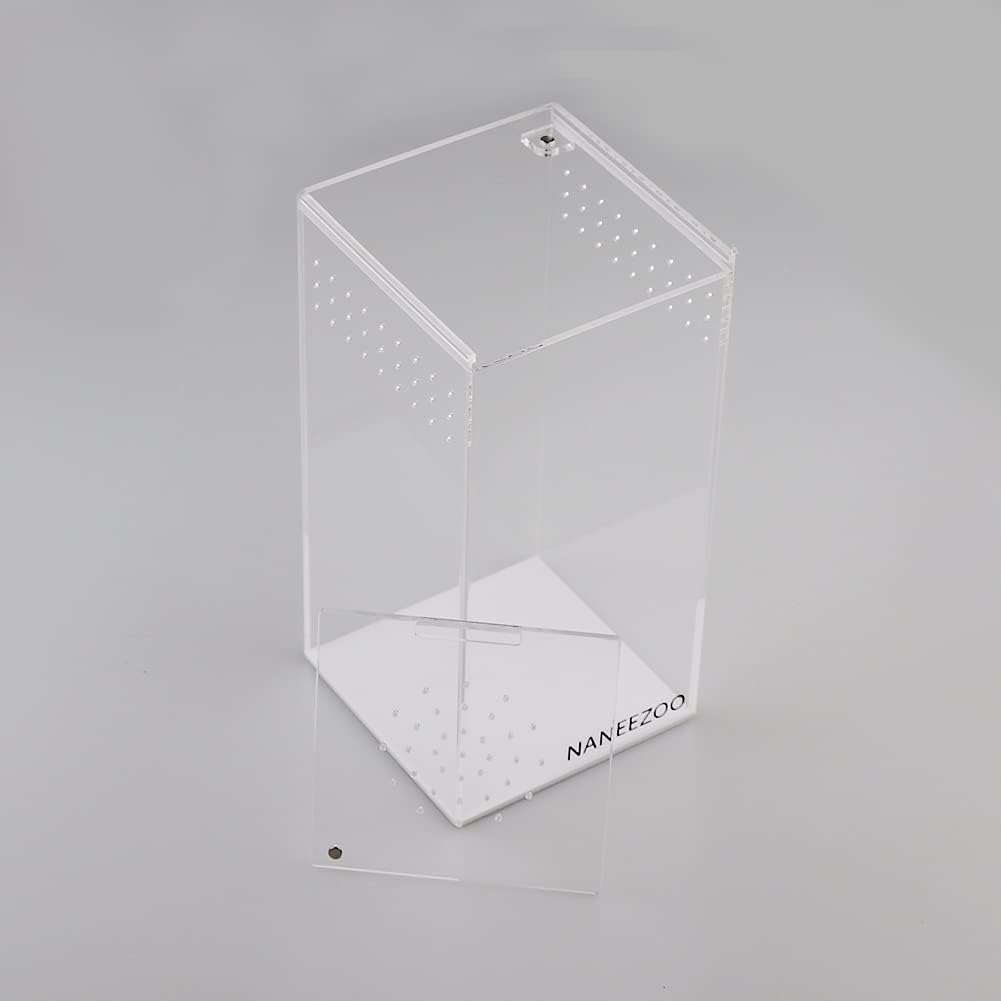 NANEEZOO Magnetic Acrylic Reptile Terrarium Enclosure, Reptile Insect Breeding Box for Small Reptiles, Invertebrates, Mantis, Spider, Cricket, Tarantula