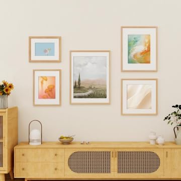 Fun Memories 5x7 Oak Picture Frame for Wall, 5x7 Frame with Matted to 4x6, Solid Wood Picture Frames for Wall Art Photo and Prints (Beige, 1 Pack)