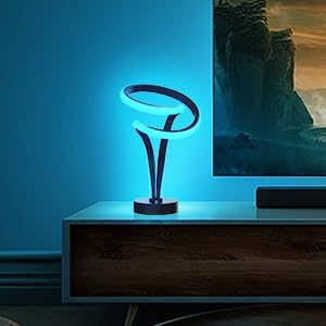 RGB Desk Lamp, Spiral Lamp for Night Stand & Bedside - 7 Colors Touch Dimmable, 10 Lighting Modes, USB Powered Desk Night Light for Bedroom, Office, Ideal Gift (Black)