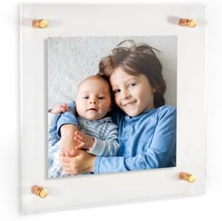 ArtToFrames 16x16 Inch Double Panel Floating Acrylic Picture Frame (Full Frame is 20x20) comes with Gold Standoff Hardware, Made in the USA, 1 Pack