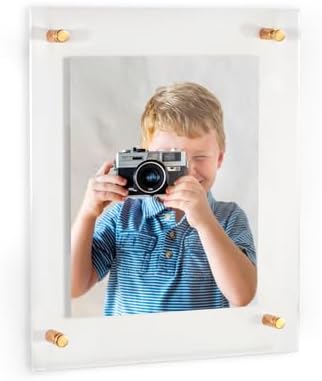 ArtToFrames 10x15 Inch Double Panel Floating Acrylic Picture Frame (Full Frame is 14x19) comes with Gold Standoff Hardware, Made in the USA, 1 Pack