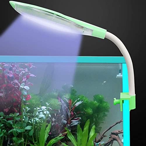 Aquarium Mini USB Lamp Tortoise Fish Aquarium Clip On Leaf Light for Aquatic Plant Growing with US Plug( Light-Green)