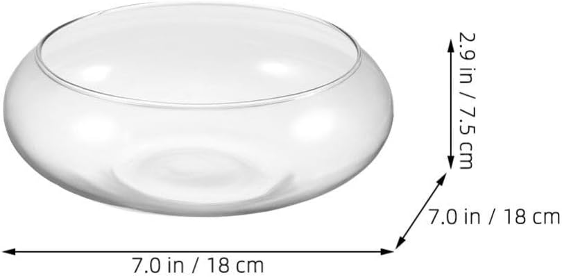 Milisten Glass Vase Bowl, Wide Mouth Flower Vase Round Terrarium Glass Hydroponic Planter Floral Container Clear Fish Bowl Succulents Pot Table Centerpiece 18cm