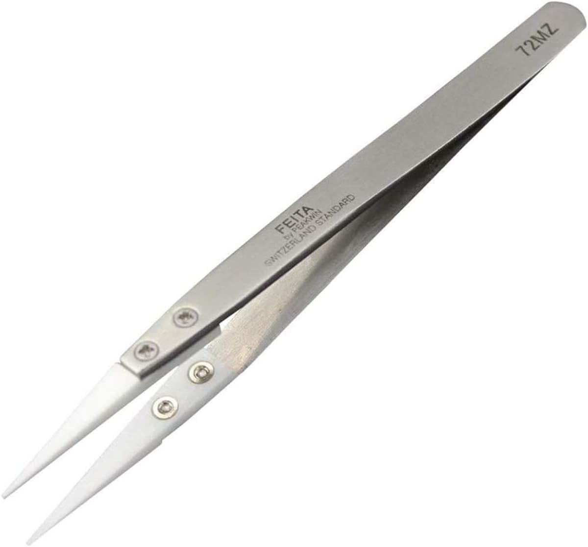 FEITA Precision Pointed Ceramic Tweezers - Temperature Resistant and Anti-Magnetic White Fine Pointy Ceramic Tips Twizzers - For Electronic Repair, DIY Crafting Hobby Tools - 1 Pc
