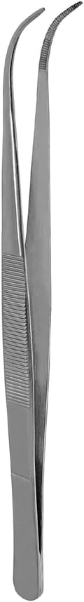 Splinter Forceps - Fine Point - Tweezers Stainless Steel Straight & Curved (Curved 6")