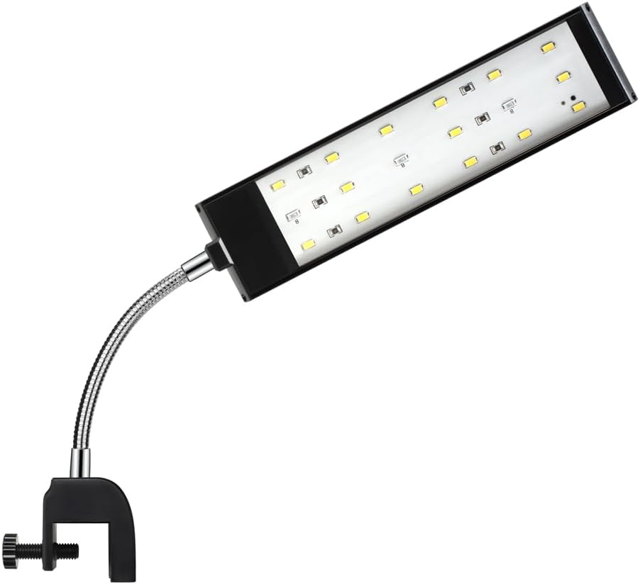 Aquarium Light Small LED Clip Light for Fish Tank 7W, 1 Yr Warranty