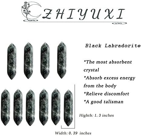 ZHIYUXI 20 Pcs Black Labradorite Crystal Healing Crystals Labradorite Stones and Crystals Gemstone Tumbled Polished Energy Reiki Healing Stones Crystal Wands DIY Decor Gifts