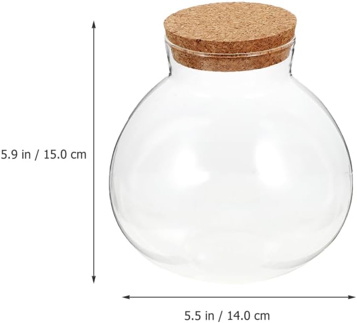 2pcs Round Glass Jar Terrarium Container Ball Succulent Plant Terrarium Buds Vases Easter Candy Jar Message Wishes Bottle with Cork Lid for Plant 15cmx16