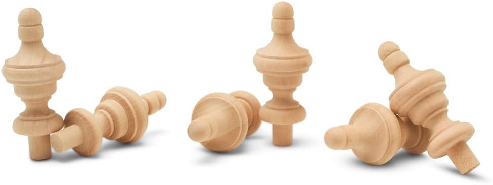 Small Wood Finials, 2-3/4 inch Wooden Finials for Crafting, DIY Décor, and Wooden Finial Crafts, Pack of 10, by Woodpeckers