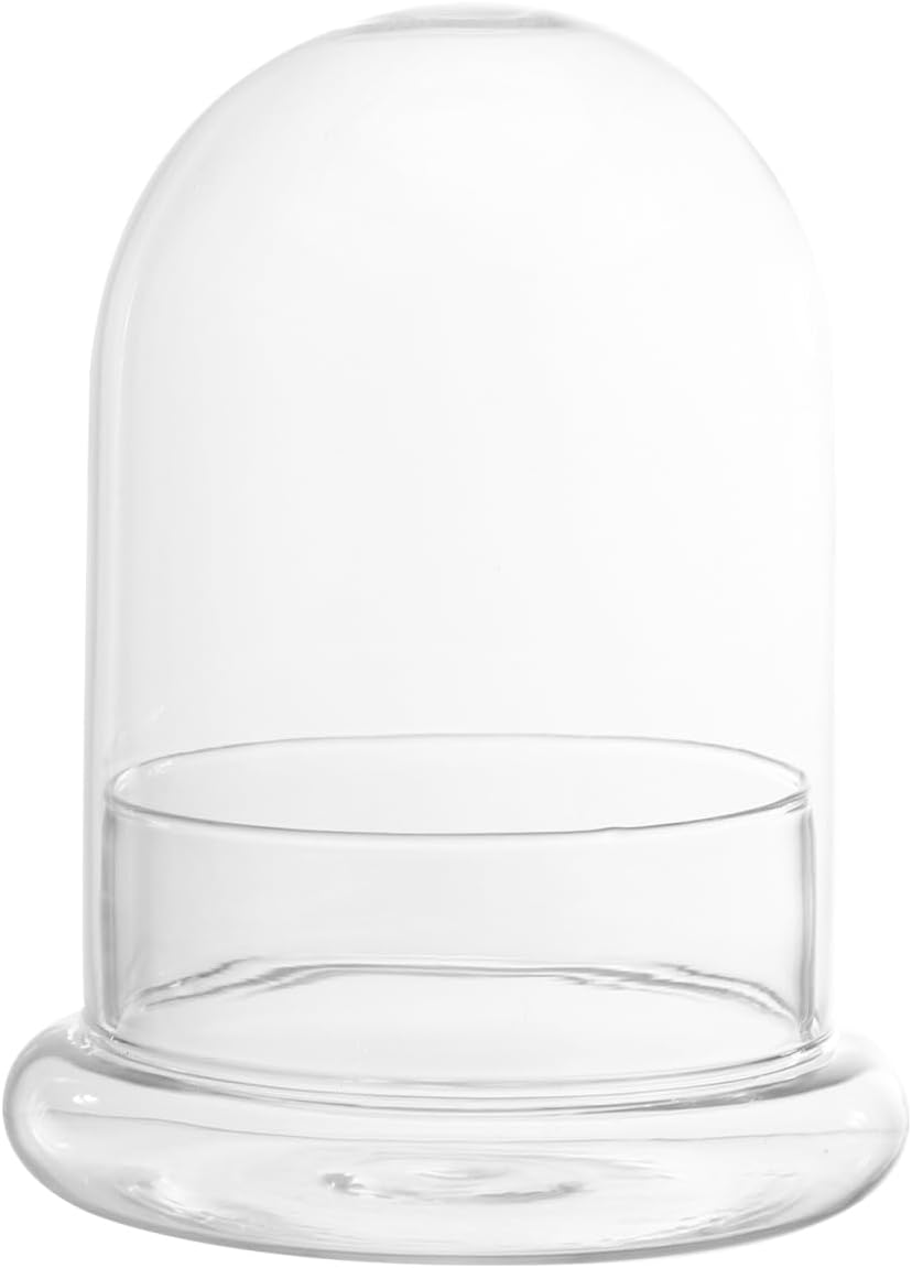 Hemoton Glass Display Dome,Clear Glass Dome for Micro Landscape DIY,Clear Cloche Bell Jar Terrarium Display Bottle,Decorative Case for Plants Succulents Fairy Lights Photos Medals
