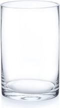 Enova Floral Clear Glass Cylinder Vase 4 x 6 Inches Round Flower Vase, Pillar Candle Hurricane Floating Candle Holder Vase, Small Floral Glass Vase for Decoration Home, Wedding Centerpiece (1 Piece)