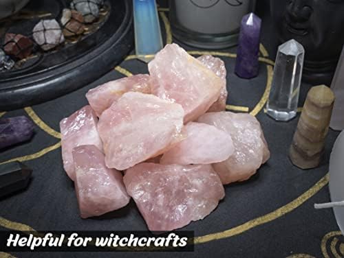 Crocon 1LB Rose Quartz Rough Bulk Natural Stone Raw Stone Tumbling Cabbing Polishing Mining Chakra Balancing Reiki Healing Good Luck Home Office Decor