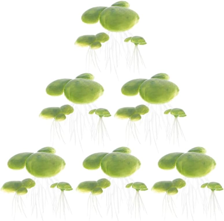 Amosfun 54pcs Fake Duckweed Aquarium Floating Plants Mini Light Green Floating Fish Plants Aquarium Tank Decor 1.57x1.57x3.54 Inch