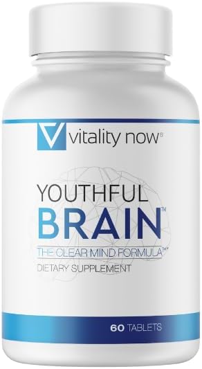 Youthful Brain | Memory & Brain Health Support Supplement with Bacopa Monnieri, Ginkgo Biloba, B12 - Easy to Swallow Tablets - 30-Day Supply (60 Count)
