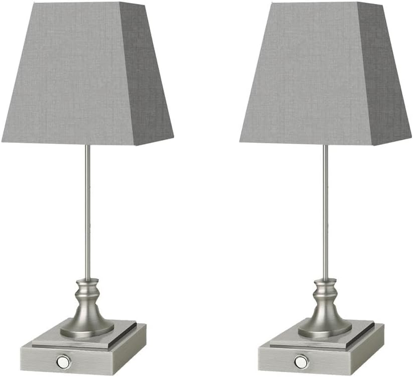 Rechargeable LED Table Lamps with Stepless Touch Control,Sliver Cordless Lamp for Living Room&Bedside&Patio&Shower,Small Desk Lamp(6000mAH Battery),2 Pack for Home Decor,Best Gifts for Family