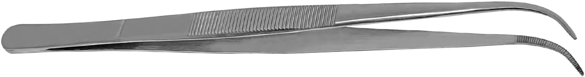 Splinter Forceps - Fine Point - Tweezers Stainless Steel Straight & Curved (Curved 6")