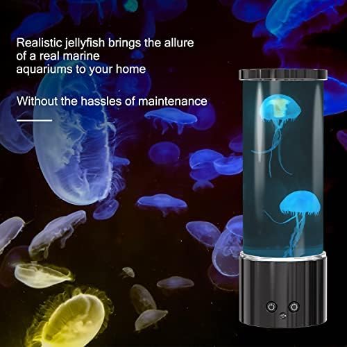 FBSPORT Jellyfish Lamp, Jellyfish Night Aquarium Tank Night Light 17 Color Changing with Remote Control for Kids Adults Home Office Decor Table Lamp Gifts for Christmas(Black, 12 inch)
