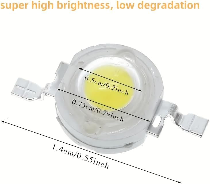 60pcs 3V-3.4V 1W High Power LED Full Spectrum Aquarium Lights, Super Bright White, 0.55 inch, Low Degradation