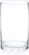 Enova Floral Clear Glass Cylinder Vase 5 x 8 Inches, Clear Flower Vases, Pillar Candle Hurricane Floating Candle Holder Vase, Glass Flower Vase for Wedding Centerpieces, Home Office décor (1 Piece)