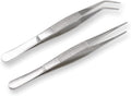 5-1/2 Inch Stainless Steel Tweezers with Straight and Curved Serrated Tip Multipurpose Forceps for Craft Repairing 2 Pack
