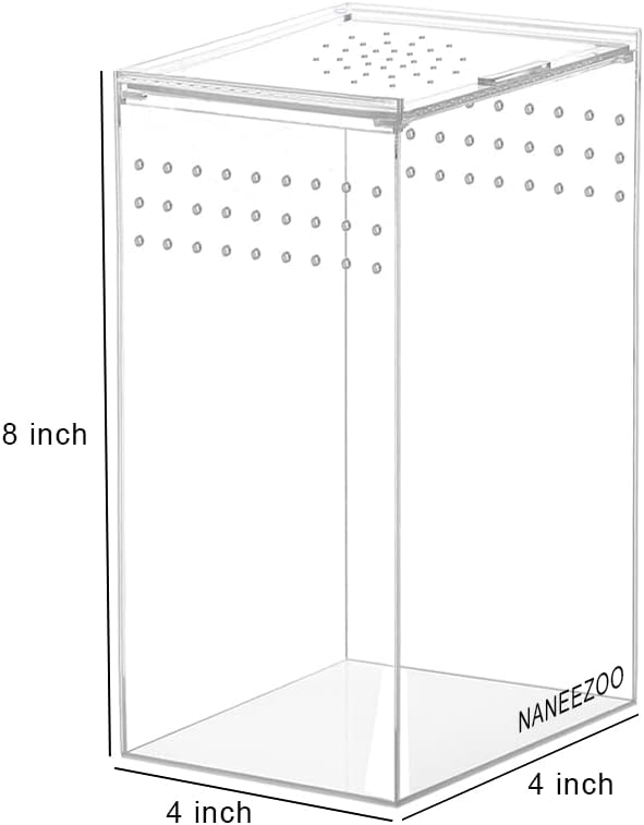 NANEEZOO Magnetic Acrylic Reptile Terrarium Enclosure, Reptile Insect Breeding Box for Small Reptiles, Invertebrates, Mantis, Spider, Cricket, Tarantula