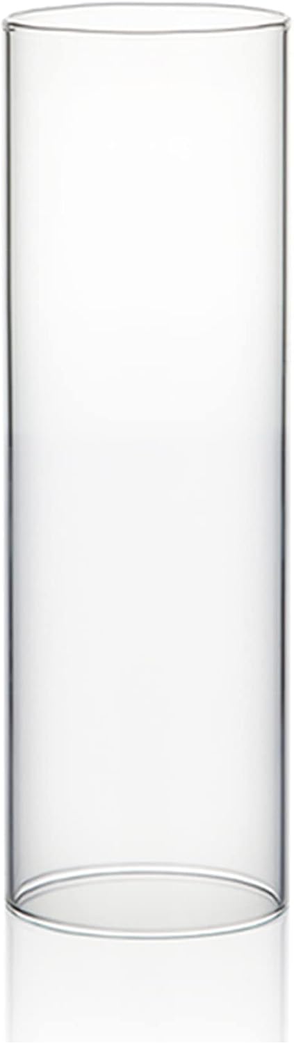 WGVI Hurricane Candle Holder Sleeve, Wide 2.5", Height 8", Clear Glass Cylinder Candleholder, Chimney Tube, Open Ended Candle Shade, 1 Piece