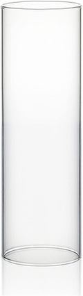 WGVI Hurricane Candle Holder Sleeve, Wide 2.5", Height 8", Clear Glass Cylinder Candleholder, Chimney Tube, Open Ended Candle Shade, 1 Piece