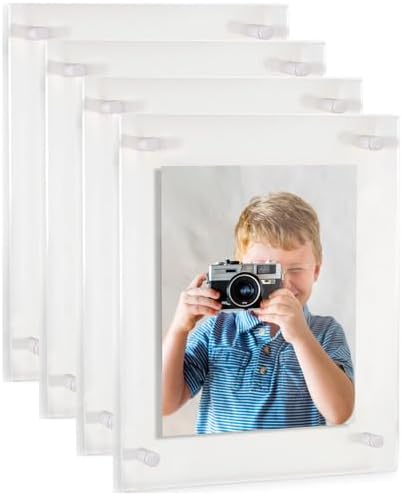 ArtToFrames 16x24 Inch Double Panel Floating Acrylic Picture Frame (Full Frame is 20x28) comes with White Standoff Hardware, Made in the USA, 4 Pack