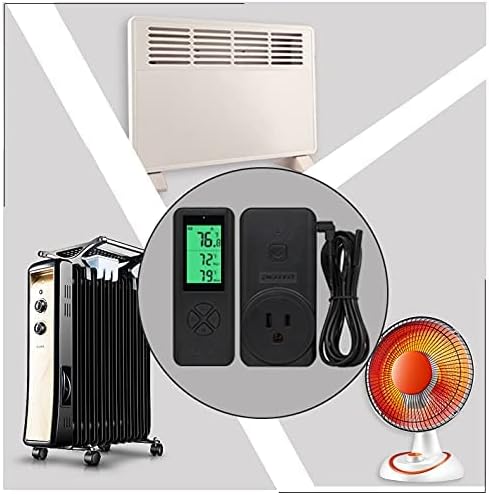 Digital WTC200 Wireless Thermostat Plug-in Temperature Controller Outlet, Remote Temp Controller, Thermometer Heating Cooling Mode for Fan Heater Greenhouse Home Brew Reptile - Black