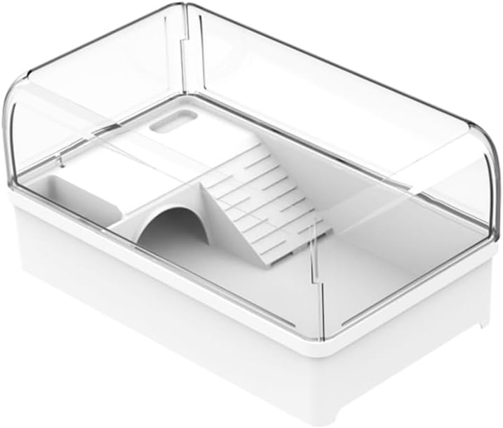 Flushbay Turtle Tank with Basking Platform Multi-Functional Areas Acrylic Turtle Aquarium Tank with 360° Panoramic View for Turtles, Crayfish Crab and Lizardt (White)