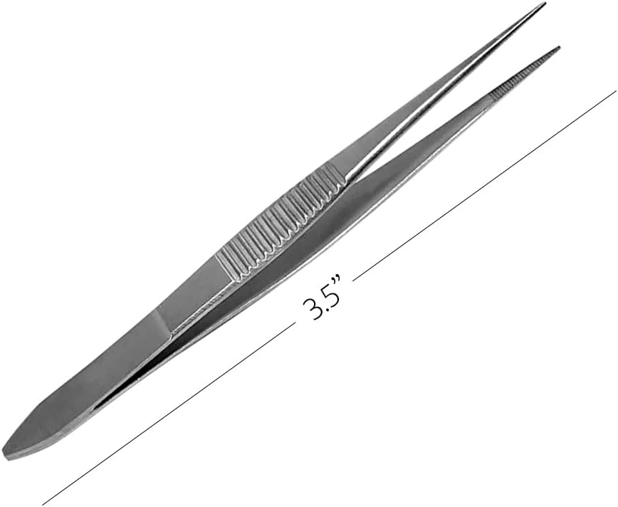 Splinter Forceps - Fine Point - Tweezers Stainless Steel Straight & Curved (Straight 3.50")