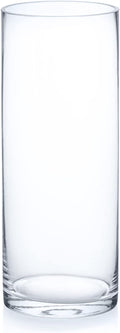 Enova Floral Clear Glass Cylinder Vase 4 x 10 Inches Round Flower Vase, Pillar Candle Floating Candle Holder Vase, Tall Glass Vase for Flowers, Glass Vase for Decor, Wedding Centerpieces (1 Piece)