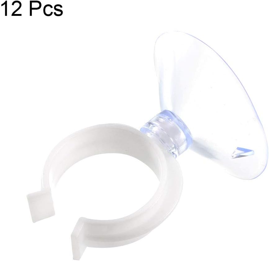 uxcell Aquarium Suction Cup Clips Airline Tube Holders Clamps for Fish Tank Clear 28.5mm 12Pcs