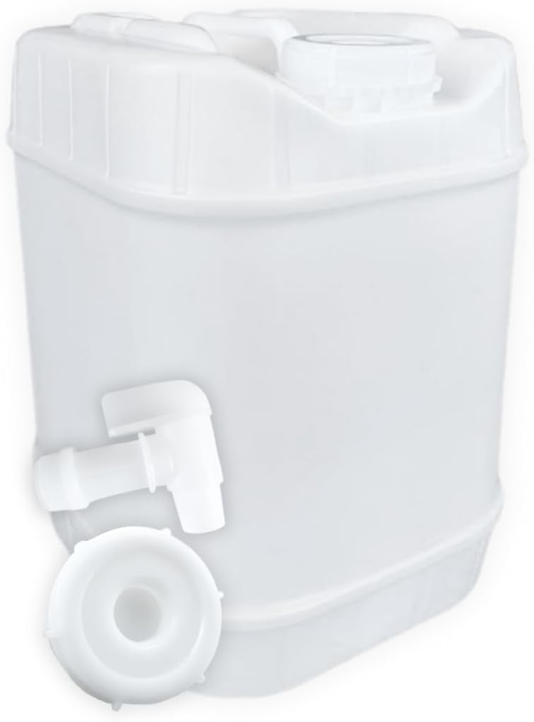 5-Gallon Stackable Water Storage Containers, 5 Gallons Tank w/2 Lids + 1 Spigot, Easy Fill, Survial Supply Emergency Water Storage for Camping and Disaster Preparedness, RV, 1 Tank, (5 Gallon)