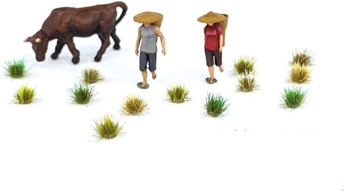 208 Pcs Static Grass Model Grass Tufts Railway Artificial Grass Miniature Grass Tuft Terrain Kit for DIY Model Railway Fairy Garden Diorama Scenery (Set D)