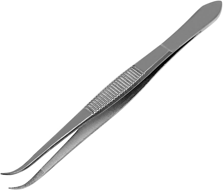 Splinter Forceps - Fine Point - Tweezers Stainless Steel Straight & Curved (Curved 4.50")