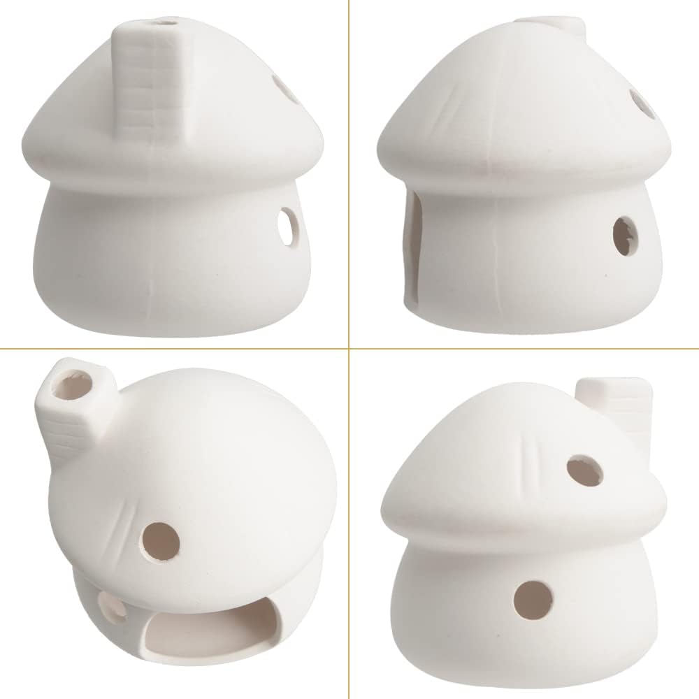 Aquarium Decor Ceramic Mushroom House Ornament Fish Tank Landscape Decoration Pottery Hide Cave Habitat Hut Small Shrimp for Goldfishes to Rest Breed Hiding (White)