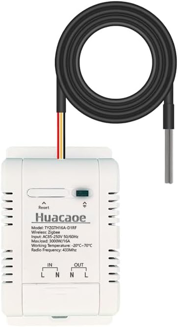Zigbee High Power 16A Smart WiFi Temperature Controller with Waterproof DSB1820 Probe , app Control,Greenhouse,,Aquarium, Pet Breeding,Incubator,Reptile,Alexa/tuya zigbee hub Required（USB5VAC 85-250V）