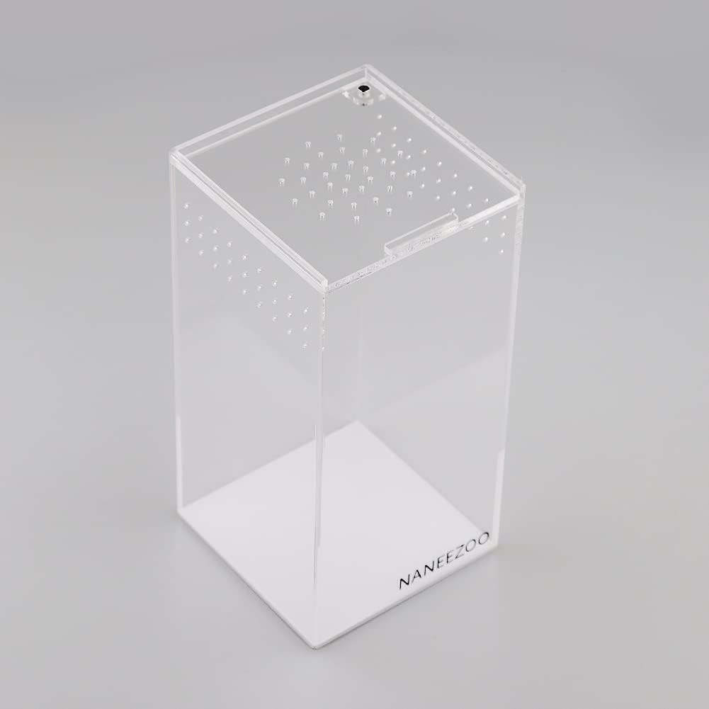 NANEEZOO Magnetic Acrylic Reptile Terrarium Enclosure, Reptile Insect Breeding Box for Small Reptiles, Invertebrates, Mantis, Spider, Cricket, Tarantula