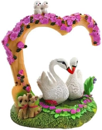 Aquarium Decorations - Resin Heart Swan Aquarium Supplies for Fish Tank Theme Decoration