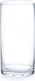 Enova Floral Clear Glass Cylinder Vase 4 x 8 Inches, Clear Flower Vases, Pillar Candle Hurricane Floating Candle Holder Vase, Glass Flower Vase for Wedding Centerpieces, Home Office décor (1 Piece)