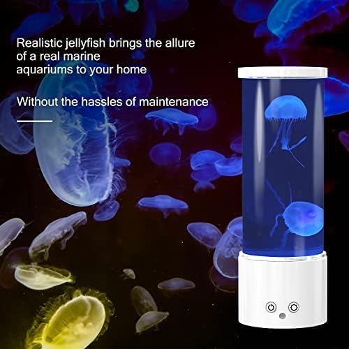 FBSPORT Jellyfish Lamp, Jellyfish Night Aquarium Tank Night Light 17 Color Changing with Remote Control for Kids Adults Home Office Decor Table Lamp Gifts for Christmas(White)
