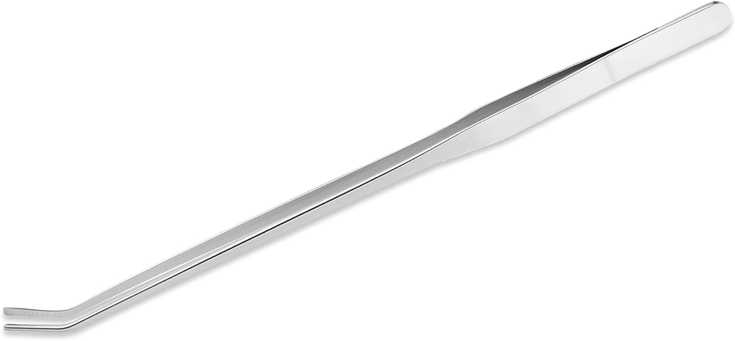 Mandala Crafts 15 Inches Silver Stainless Steel Curved Aquarium Tweezers for Aquatic Plants – Long Aquascape Forceps for Fish Tanks, Hospital Tanks, Goldfish Bowls, and Terrariums
