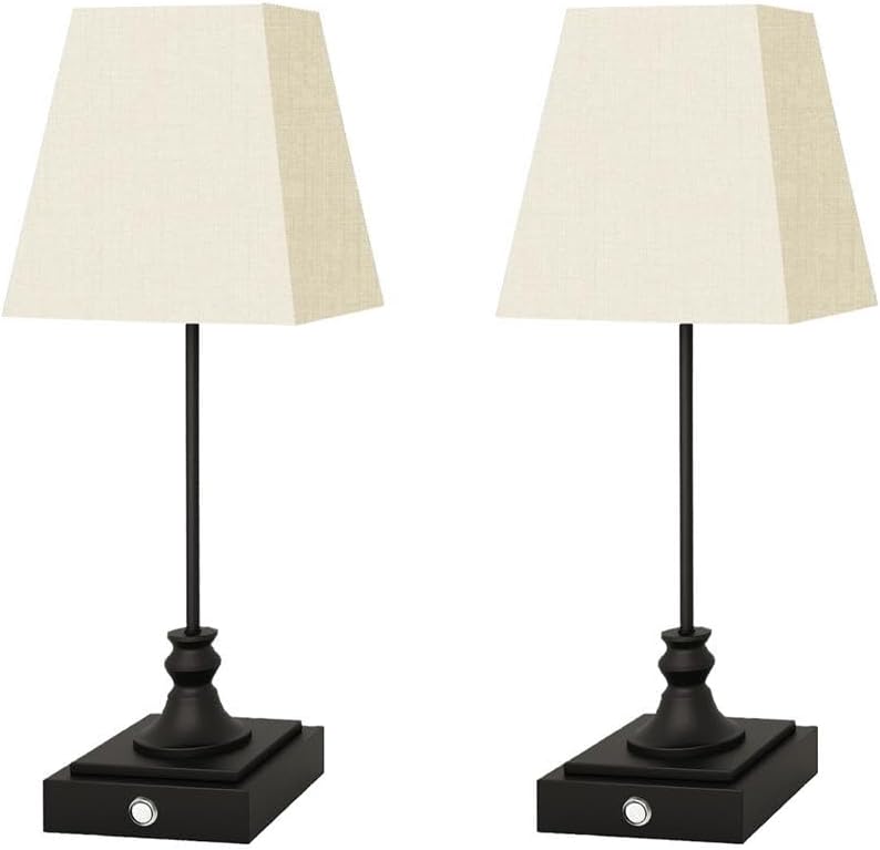 Rechargeable LED Table Lamps with Stepless Touch Control,Black Cordless Lamp for Living Room&Bedside&Patio&Shower,Small Desk Lamp(6000mAH Battery),2 Pack for Home Decor,Best Gifts for Family